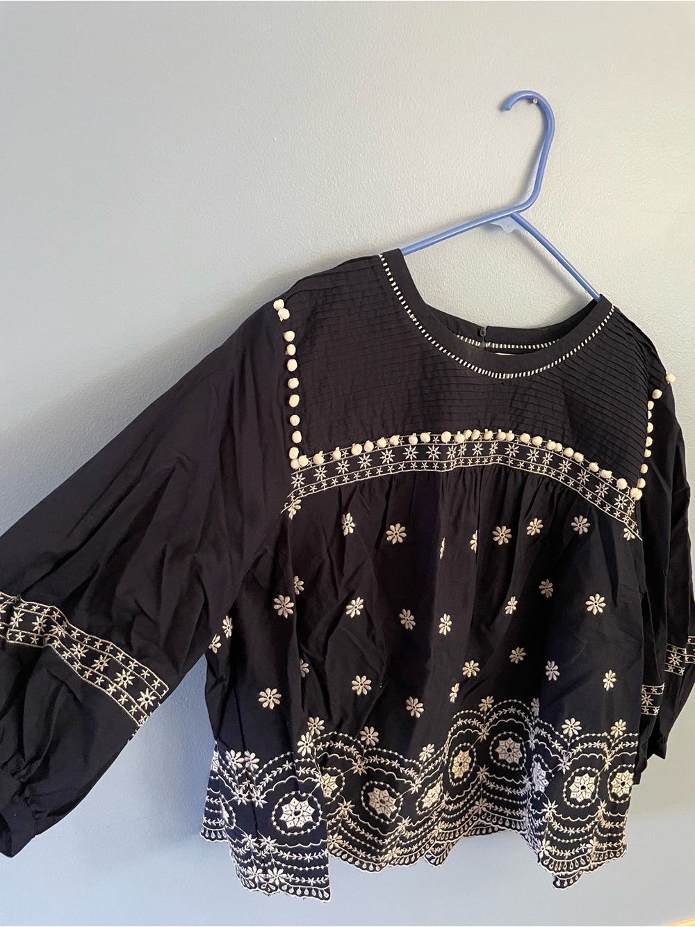 NWT Crown & Ivy Curvy Embroidered Eyelet Balloon Sleeve Boho Top Size 3X